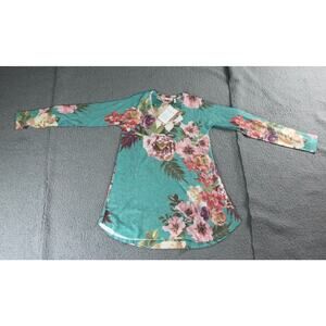 New Soft Surroundings Sweater Womens Xxs Tropical Floral Print V Neck USA